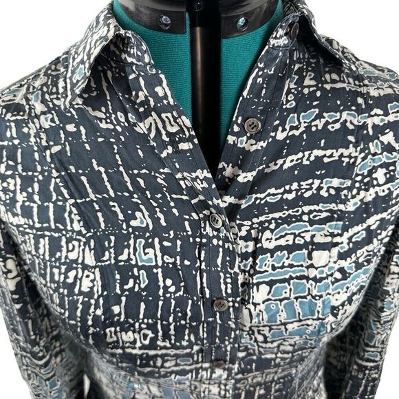 Carlisle blue/tan silk blouse - Picture 2 of 11